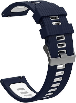 Ricardo Silikónový remienok 22 mm (pre Garmin Venu, Forerunner 255, Vívoactive 4 atď.), modrý a biely V1, rýchloupínací
