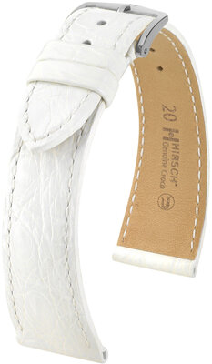 Kožený remienok Hirsch Genuine Croco 18900800-2, biely, krokodília koža, Quick Release