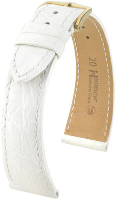 Kožený remienok Hirsch Genuine Croco 18900800-7, biely, krokodília koža, Quick Release