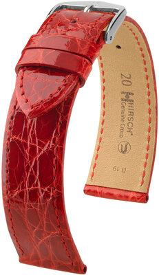 Kožený remienok Hirsch Genuine Croco 18900820-2, červený, krokodília koža, Quick Release