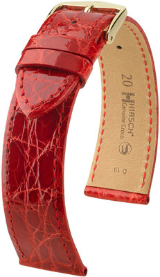 Kožený remienok Hirsch Genuine Croco 18900820-7, červený, krokodília koža, Quick Release