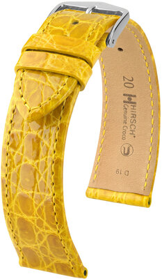 Kožený remienok Hirsch Genuine Croco 18900872-2, žltý, krokodília koža, Quick Release