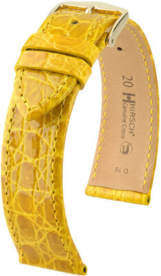 Kožený remienok Hirsch Genuine Croco 18900872-7, žltý, krokodília koža, Quick Release