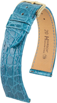 Kožený remienok Hirsch Genuine Croco 18900883-7, modrý, krokodília koža, Quick Release