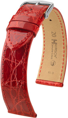 Kožený remienok Hirsch Genuine Croco L 18920820-2, červený, krokodília koža, dĺžka L, Quick Release