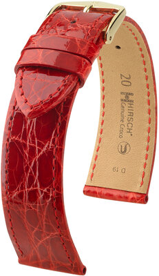 Kožený remienok Hirsch Genuine Croco L 18920820-7, červený, krokodília koža, dĺžka L, Quick Release