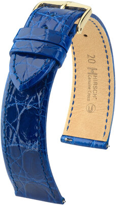 Kožený remienok Hirsch Genuine Croco L 18920885-7, modrý, krokodília koža, dĺžka L, Quick Release