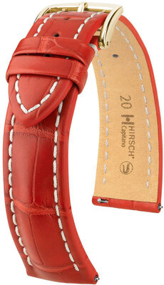 Kožený remienok Hirsch Capitano L 04807029-1, červený, z kože aligátora, dĺžka L, Quick Release