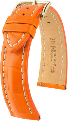 Kožený remienok Hirsch Capitano L 04807076-1, oranžový, koža z aligátora, dĺžka L, Quick Release