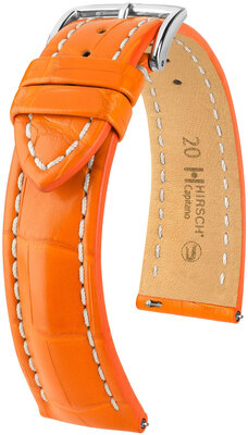 Kožený remienok Hirsch Capitano L 04807076-2, oranžový, koža z aligátora, dĺžka L, Quick Release