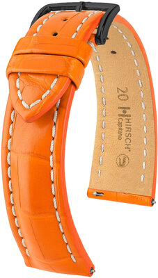 Kožený remienok Hirsch Capitano L 04807076-5, oranžový, koža z aligátora, dĺžka L, Quick Release