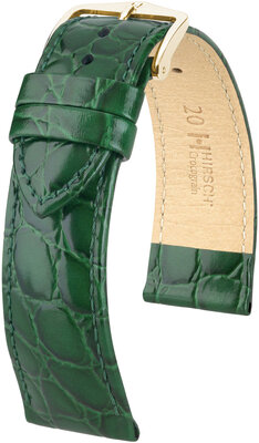 Kožený remienok Hirsch Crocograin 12302840NQ-1, zelený, teľacina