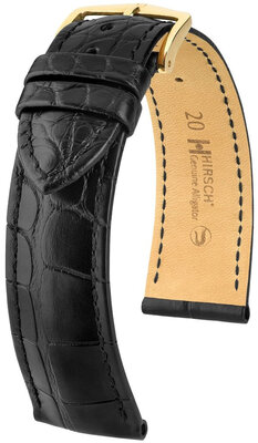 Kožený remienok Hirsch Genuine Alligator 10200759NQ-1, čierny, aligátoria koža