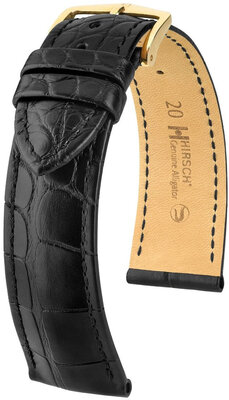 Kožený remienok Hirsch Genuine Alligator L 10220759NQ-1, čierny, z kože aligátora, dĺžka L