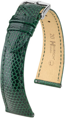 Kožený remienok Hirsch London L 04366040-2, zelený, jašterica, dĺžka L, Quick Release