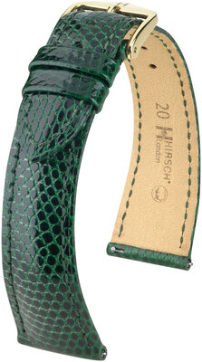 Kožený remienok Hirsch London L 04366040-7, zelený, jašterica, dĺžka L, Quick Release