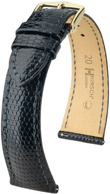 Kožený remienok Hirsch London L 04366050-7, čierny, jašterica, dĺžka L, Quick Release