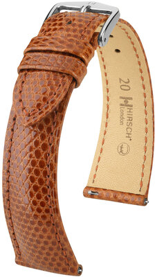 Kožený remienok Hirsch London L 04366070-2, hnedý, jašterica, dĺžka L, Quick Release