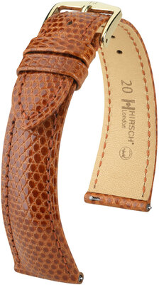 Kožený remienok Hirsch London L 04366070-7, hnedý, jašterica, dĺžka L, Quick Release