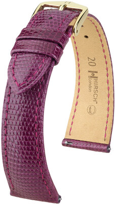 Kožený remienok Hirsch London L 04366087-7, fialový, jašterica, dĺžka L, Quick Release
