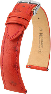Kožený remienok Hirsch Massai Ostrich L 04362020-2, červený, pštrosia koža, dĺžka L, Quick Release