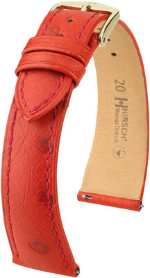 Kožený remienok Hirsch Massai Ostrich L 04362020-7, červený, pštrosia koža, dĺžka L, Quick Release