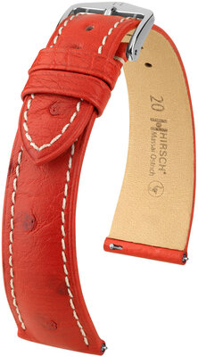 Kožený remienok Hirsch Massai Ostrich L 04362021-2, červený, pštrosia koža, dĺžka L, Quick Release