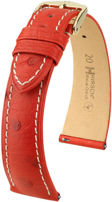 Kožený remienok Hirsch Massai Ostrich L 04362021-7, červený, pštrosia koža, dĺžka L, Quick Release