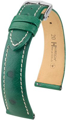 Kožený remienok Hirsch Massai Ostrich L 04362041-2, zelený, pštrosia koža, dĺžka L, Quick Release