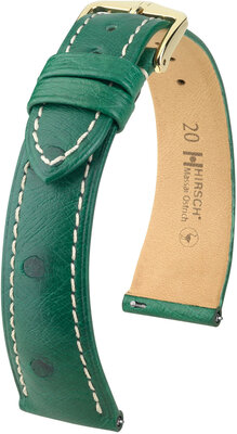 Kožený remienok Hirsch Massai Ostrich L 04362041-7, zelený, pštrosia koža, dĺžka L, Quick Release