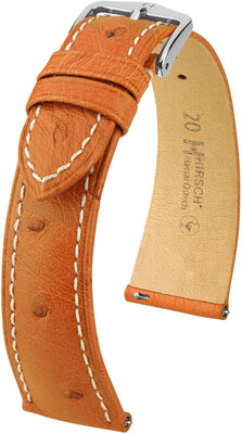 Kožený remienok Hirsch Massai Ostrich L 04362071-2, hnedý, pštrosia koža, dĺžka L, Quick Release