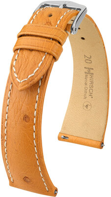 Kožený remienok Hirsch Massai Ostrich L 04362074-2, hnedý, pštrosia koža, dĺžka L, Quick Release