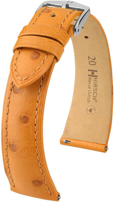 Kožený remienok Hirsch Massai Ostrich L 04362075-2, hnedý, pštrosia koža, dĺžka L, Quick Release
