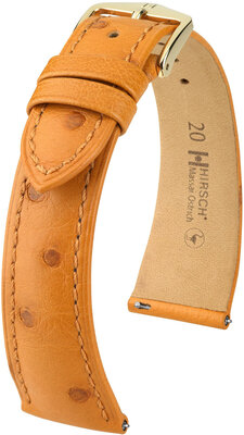 Kožený remienok Hirsch Massai Ostrich L 04362075-7, hnedý, pštrosia koža, dĺžka L, Quick Release