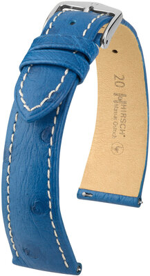 Kožený remienok Hirsch Massai Ostrich L 04362084-2, modrý, pštrosia koža, dĺžka L, Quick Release