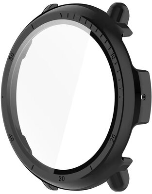 Ochranný kryt (pro Amazfit Active 2, round), plastový, čierny + sklíčko