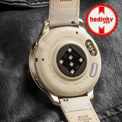 (SK) Garmin Venu 4 41mm Lunar Gold / Light Sand, Leather Band (+ náhradný remienok)