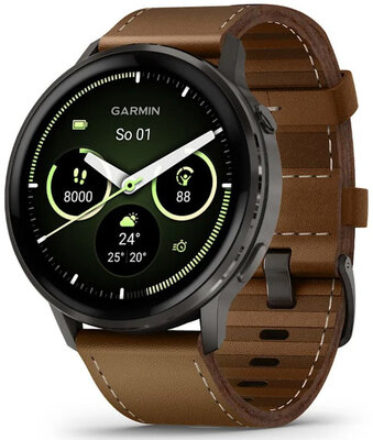 (SK) Garmin Venu 4 45mm Slate / Brown, Leather Band (+ náhradný remienok)