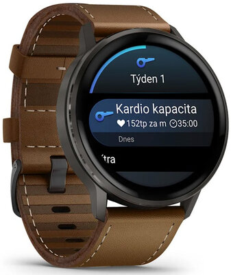 (SK) Garmin Venu 4 45mm Slate / Brown, Leather Band (+ náhradný remienok)