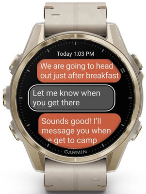 (SK) Garmin Fenix 8 AMOLED 43mm, Sapphire Soft Gold Stainless Steel Fog Gray Limestone Leather Band (Premium) (+ náhradný remienok)