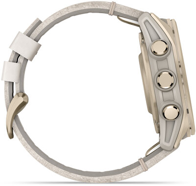 (SK) Garmin Fenix 8 AMOLED 43mm, Sapphire Soft Gold Stainless Steel Fog Gray Limestone Leather Band (Premium) (+ náhradný remienok)