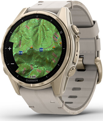 (SK) Garmin Fenix 8 AMOLED 43mm, Sapphire Soft Gold Stainless Steel Fog Gray Limestone Leather Band (Premium) (+ náhradný remienok)