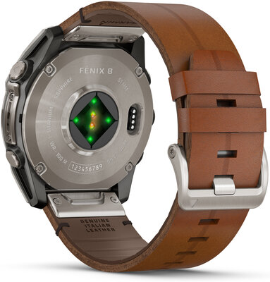 Garmin Fenix 8 AMOLED 51 mm, Exclusive Titanium Graphite Brown Leather Band (Premium) (+ náhradný remienok)