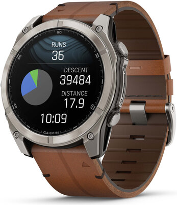 Garmin Fenix 8 AMOLED 51 mm, Exclusive Titanium Graphite Brown Leather Band (Premium) (+ náhradný remienok)
