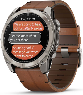 Garmin Fenix 8 AMOLED 51 mm, Exclusive Titanium Graphite Brown Leather Band (Premium) (+ náhradný remienok)