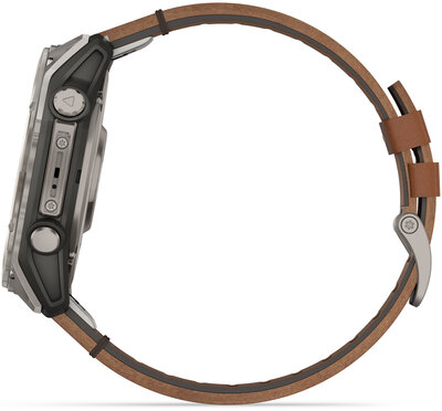 (SK) Garmin Fenix 8 AMOLED 51mm, Exclusive Titanium Graphite Brown Leather Band (Premium) (+ náhradný remienok)