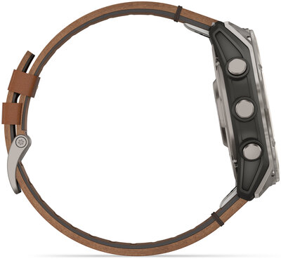 (SK) Garmin Fenix 8 AMOLED 51mm, Exclusive Titanium Graphite Brown Leather Band (Premium) (+ náhradný remienok)