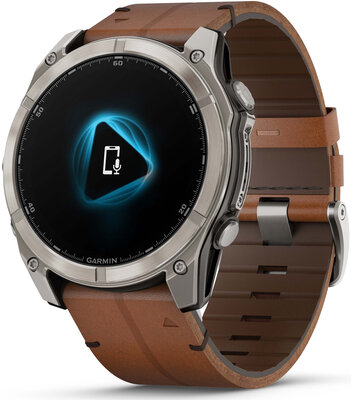 (SK) Garmin Fenix 8 AMOLED 51mm, Exclusive Titanium Graphite Brown Leather Band (Premium) (+ náhradný remienok)