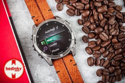 (SK) Garmin Fenix 8 AMOLED 51mm, Exclusive Titanium Graphite Brown Leather Band (Premium) (+ náhradný remienok)