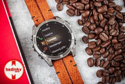 (SK) Garmin Fenix 8 AMOLED 51mm, Exclusive Titanium Graphite Brown Leather Band (Premium) (+ náhradný remienok)